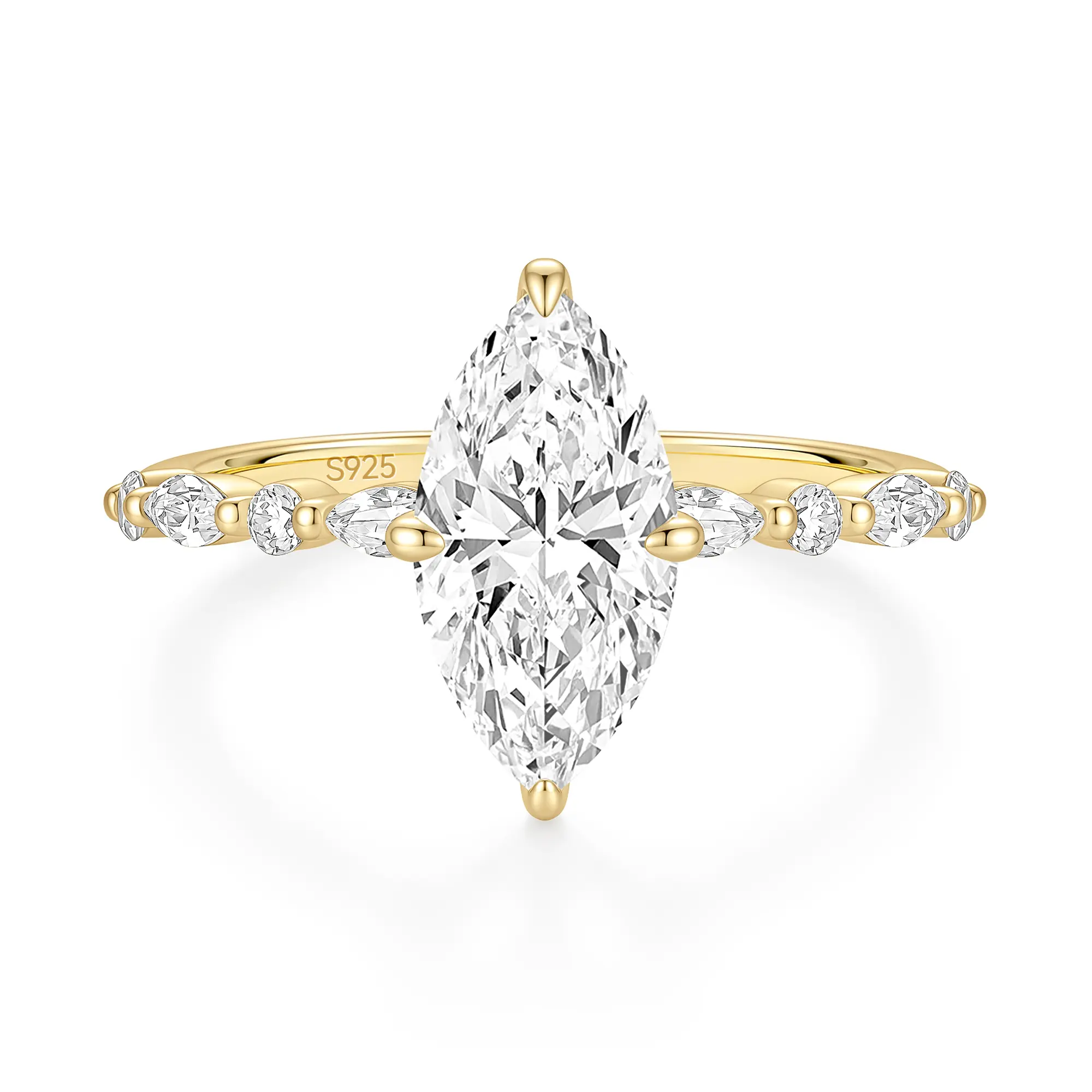 EAMTI 3CT Marquise Moissanite 925 Sterling Silver Solitaire Halo Engagement Ring – Promise Ring for Women