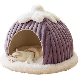 Cave Bed for Indoor  -  Cave Beds with Machine Washable Slip Resistant Bottom,Kitten Bed,Pumpkin  Beds