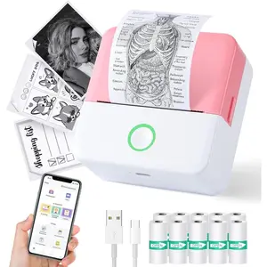 Thermal Mini Printer, Portable Inkless Sticker Maker, Bluetooth Printer for Phone, Wireless Label Printer with Tape, Free Cut Small Pocket Printer for Notes&Children DIY, Compatible with Ios&Android