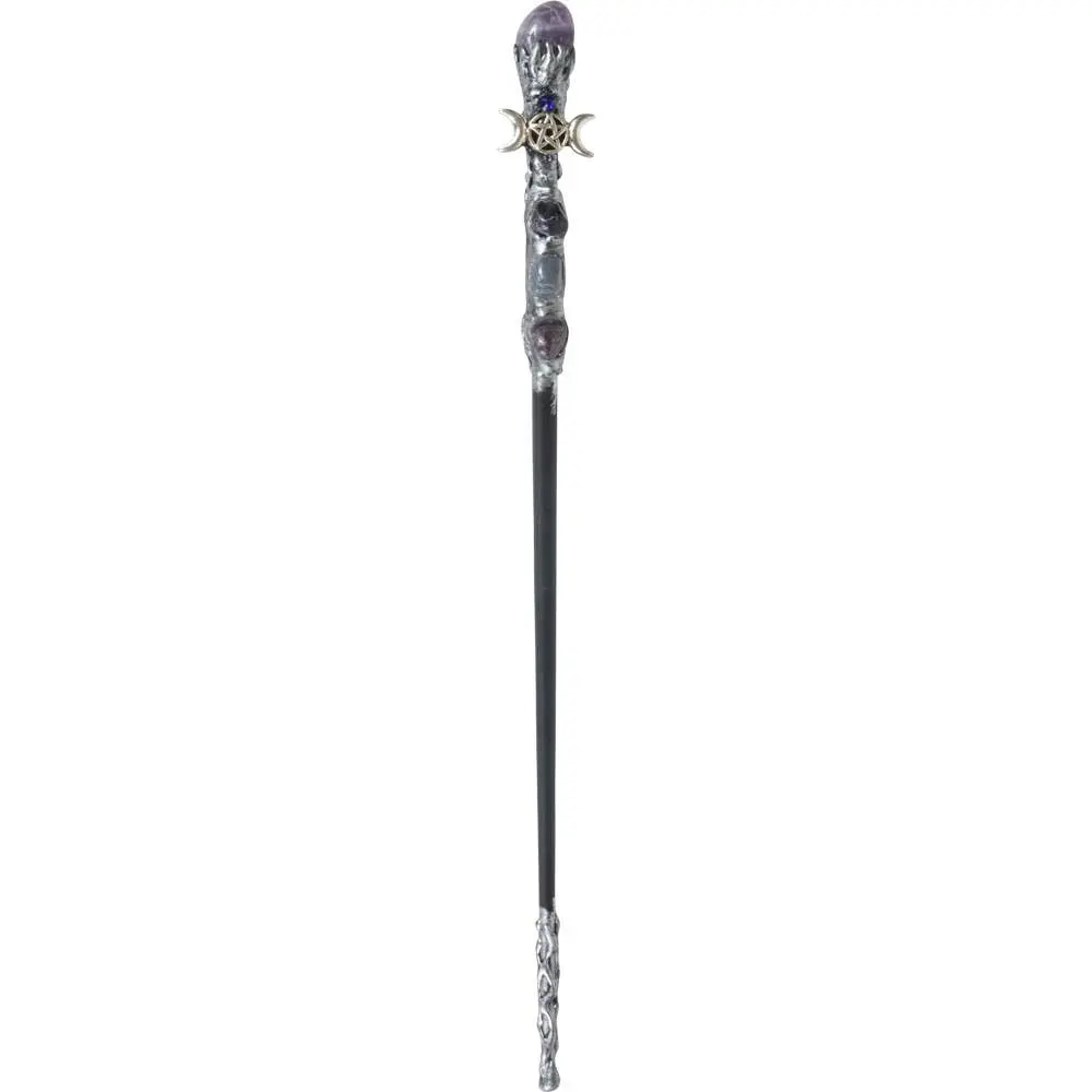 Magick Wand - Silver Triple Moon w/ Amethyst