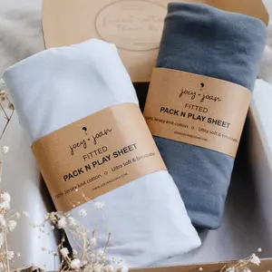 Fitted Sheets for Baby Bjorn, Guava Lotus Travel Crib and 24 x 42 Inch Travel Light Playard Mattress – Light + Dark Grey (2 Pack)