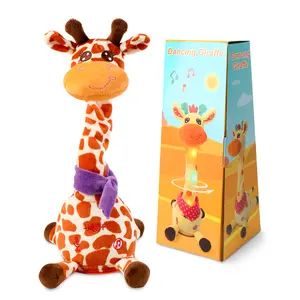 Talking Giraffe Stuffed Toys, Volume Adjustment Dancing Singing Animal Light Up Toys Repeat What You Say Valentine's Day Gifts