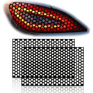2Pcs Universal Car Rear Tail Light Lamp Stickers Honeycomb Type Decal,Car DIY Self Adhesive Tint Film Sheet for Car Rear Tail Light Headlamp Taillight Cover Trim18.89'' x 11.81''(Black)