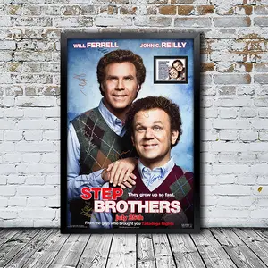 Step Brothers Autographed Movie Poster for Home Theater Decor, Unframed Collectible Comedy Film Art Print with Reprint Signatures
