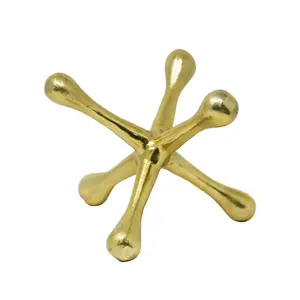 212 MAIN 8-in. Magical Gold Aluminum Jacks Sculpture, Decorative Wall Ornament with Unique Design for Collectibles Displays, Home Room Decor