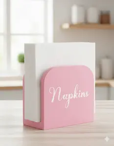 Pink Napkin Holder for Table - Wooden Napkin Holders for Kitchen - Pink Kitchen Decor and Accessories for Dining Room Table - Wood Napkin Dispenser