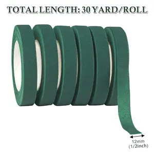 6 Roll Floral Tape 1/2inch Flower Tape Dark Green, Floral Tapes for Bouquet Stem Wrapping and Floral Crafts, Wedding Bouquet