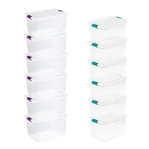 Sterilite 64 Qt Clear Storage Tote, 6 Pack, and 66 Qt Clear Storage Tote, 6 Pack