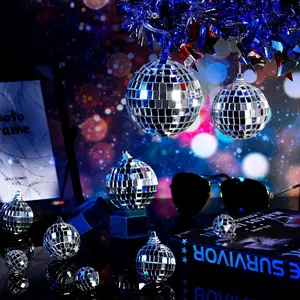 37 Pcs Disco Balls Decoration Mirror Disco Balls Silver Hanging Decorations Reflective Dance and Music Festivals for DIY Halloween Christmas Stage Hall Prop (1.2'',2'',3.1'')