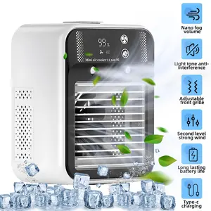 Mini Portable Air Conditioner, 3-In-1 Personal Air Cooler with 2-Speed Mist Fan, Built-In 1800mAh Battery and 500ml Water Tank for Bedroom, Office, DesktopSummerVibes