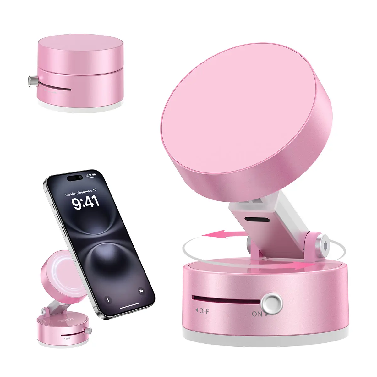 Vacuum Magnetic Suction Phone Holder,Upgraded 360° Adjustable Suction Cup Car Phone Mount,Hands-Free Cell Phone Holder for Car/Gym/Mirror/Smooth Surface,Compatible with iPhone 16/15/14/13/12 Series summerwins
