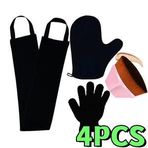 4PCS Self Tanning Mitt Applicator Kit, Includes Tanning Mitt, Exfoliating Glove, Mini Face Glove, Back Lotion Applicator Brush Bath Personal