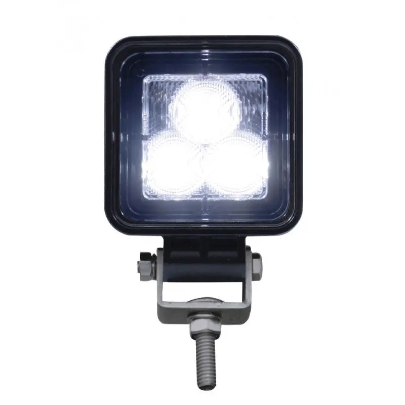 Heavy Duty Square White LED Work Light - Compact Design, 3 High Power 3W LEDs, 9W, 12V-36V, 720 Lumens, 12" Wire Pigtail