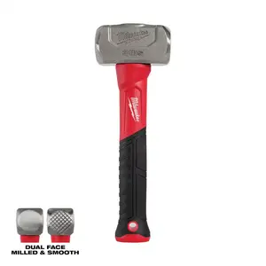 Fiberglass Drilling Hammer 3 lbs Dual Face Milled & Smooth Steel Head with Peel-Resistant Grip and Lanyard Capable