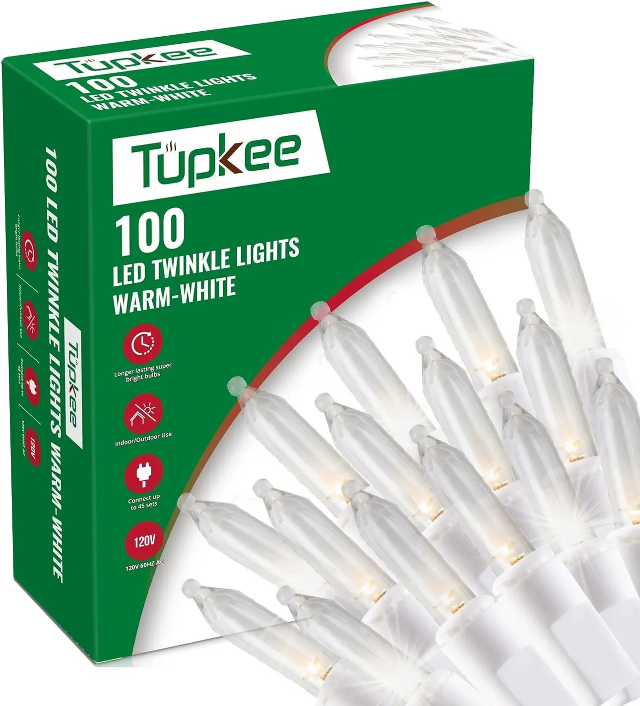 Warm White LED Christmas Random Twinkle String Lights - 24.75Ft, 100 Bulbs (16 Twinkle), Indoor-Outdoor Holiday Decoration, Festive Home Party Supply