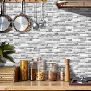 Self-adhesive imitation marble tile decorative wall stickers, waterproof and oil-proof mildew-resistant, easy to clean thermal insulation wallpaper for kitchen, bathroom, living room, dining room, etc., Sticker Tiles