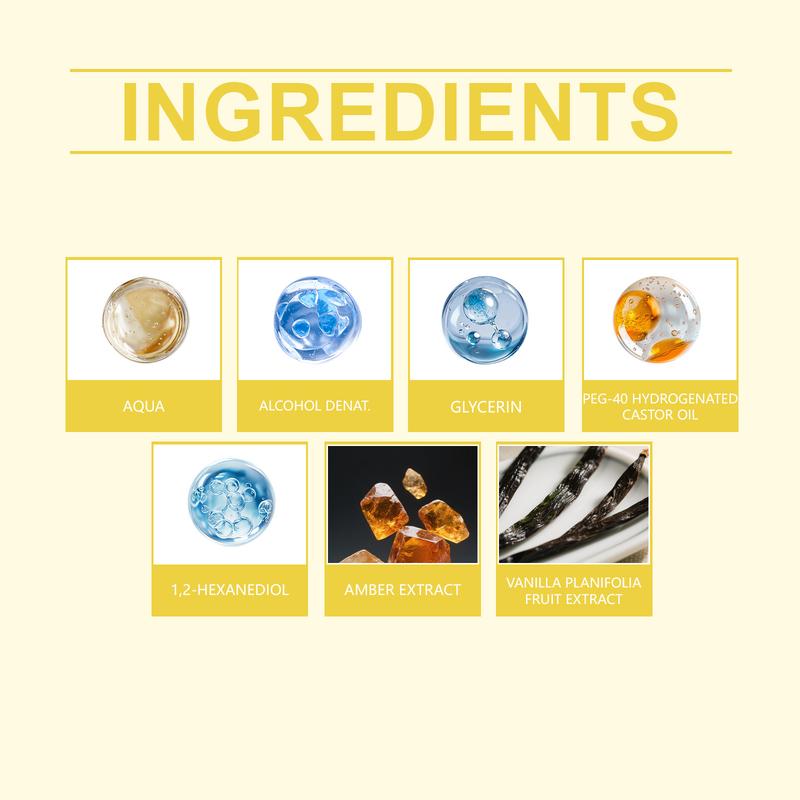 Amber Vanilla Perfume Spray, Long-lasting Fragrance, Eliminates Odors, Subtle Scent, Elegant and Refreshing, Daily Use Perfume Spray