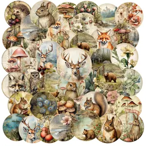 96pcs Animal Forest Themed Decorative Sticker, Decorative Collage Decal, DIY Decorative Sticker For Scrapbooking, Stationery Computer Water Bottle Skateboard