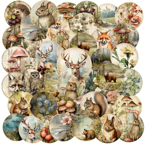 96pcs Animal Forest Themed Decorative Sticker Sheets, Sticker Set, Decorative Collage Decal, DIY Decorative Sticker For Scrapbooking, Stationery Computer Water Bottle Skateboard