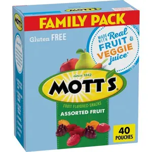 Mott's Fruit Flavored Snacks, Assorted Fruit, Gluten Free Snack, Family Pack, 40 Ct, 32 oz