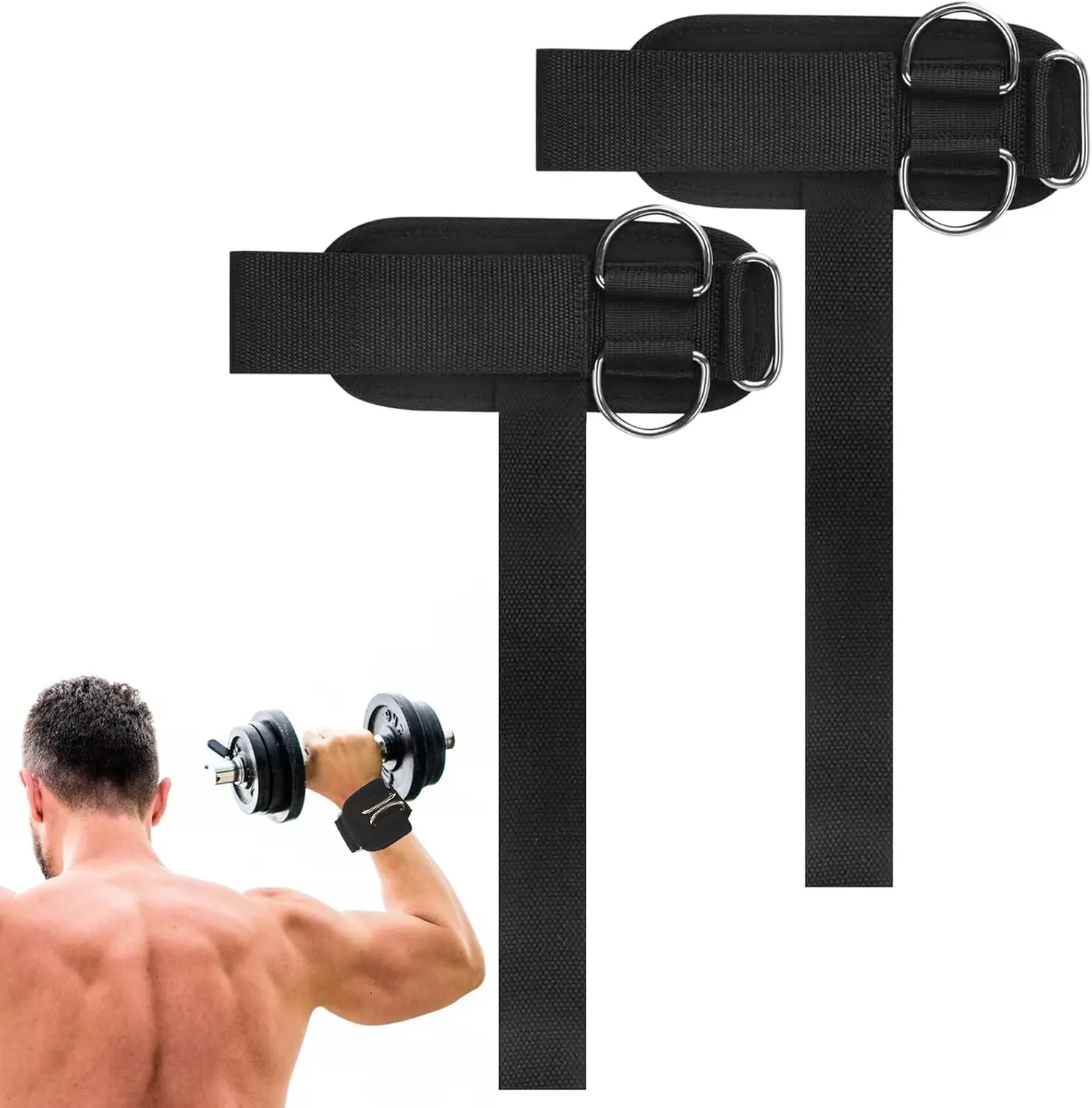Power Wristbands for Weightlifting -  Lifting Straps with D-Rings for Cable Machine, Men's & Women's Fitness Accessories Assist belt support maximum pad cotton steel duty heavy upgraded gym