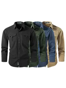 Men's Quick-Dry Breathable Outdoor Shirt, Long Sleeve Multi-Pocket Button-Up Work Shirt, Ideal for Hiking, Fishing, Camping, Travel, Daily Wear
