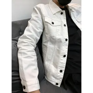 Men's Slim Fit Lightweight Non-Stretch Denim Jacket - Classic Button Front Cardigan, Chest Pocket, Beige/Black/White - Casual Daily and Formal Workwear