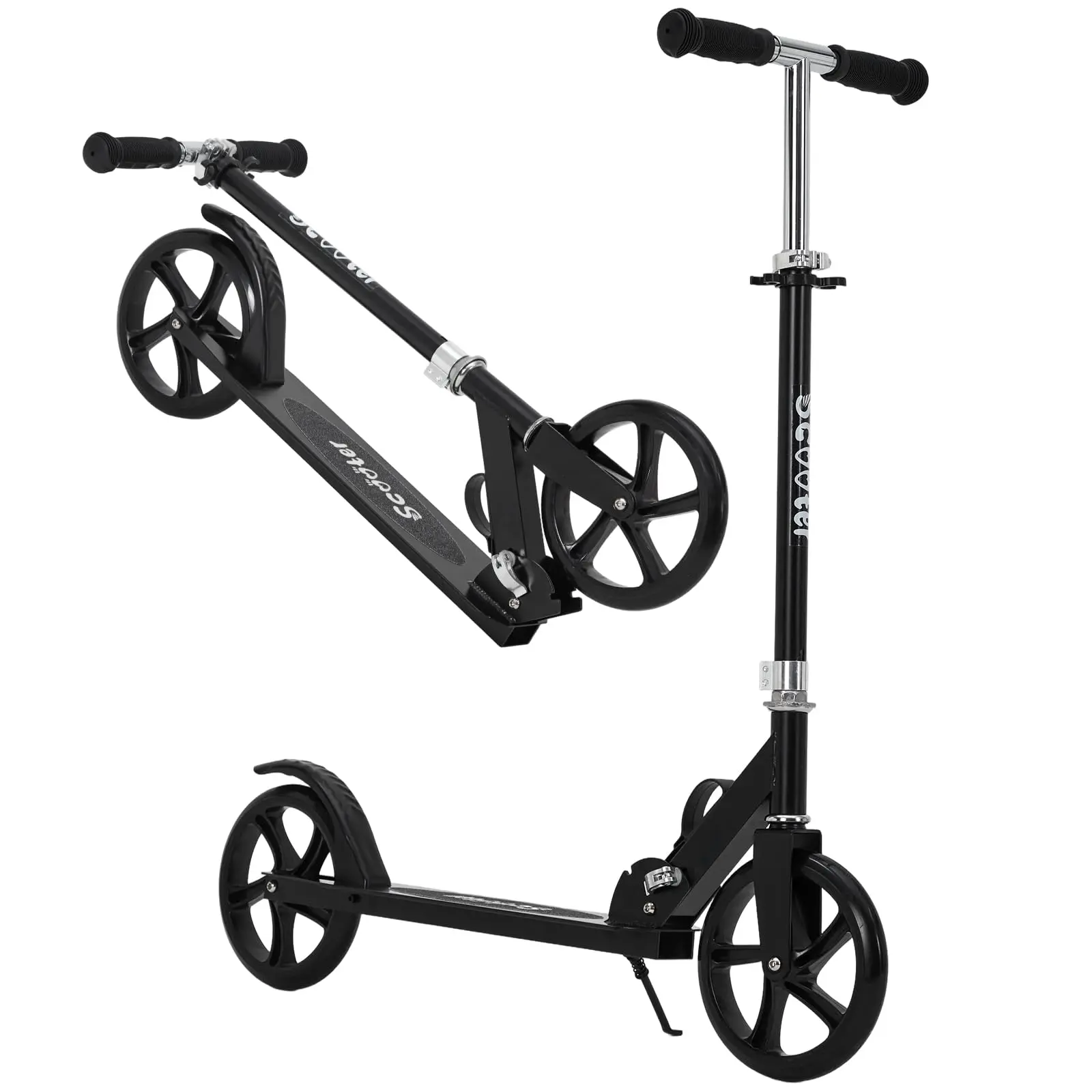 Lightweight Collapsible 2-Wheel Kids Scooter – Large Wheels & 4-Level Adjustable Height (European Black)