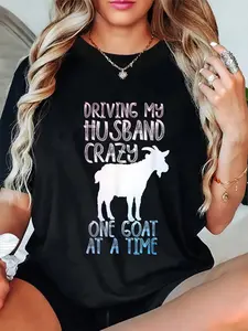 100% Cotton Funny Goat Design For Women Girls Farm Animal Goat Farmer T-Shirt