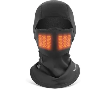 Heated Balaclava,Winter,Heated Ski Mask Suitable for Men and Women,Windproof Heated Hat for Motorcycle Riding,Ski mask for cold weather(No Battery Black)