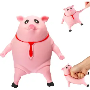 Stress Pink Pig Toys,(large size) Fun Cute Pink Pig Soft Toys, Stress Stretch Pig Toys, Stress Reduction and Squeeze Relief Toys, Sensory Toys for Adults, Easter Fun Gifts
