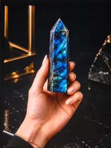 Premium Labradorite Crystal Tower- Luminous Blue Flash