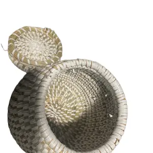 Blue Mini Basket Made from Sustainable Elephant Grass and Recycled Plastic