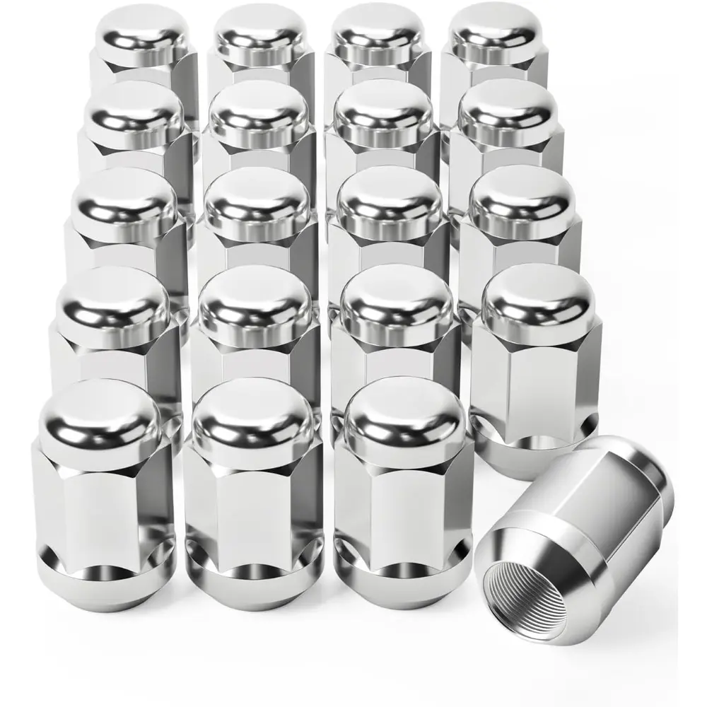 Q235 Steel Cone Seat Lug Nuts, 1/2"-20 Thread, 3/4" 19mm Hex, 1.38x0.87 in. Chrome Plated, Precision Engineered 20pcs 1.38 Set, Compatible with Ford Mustang/Explorer/F-150 & Ram, Includes Instructions, Satisfaction Guaranteed
