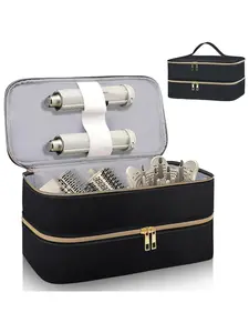 Travel Carrying Case for Shark Flex Style, Double Layer Storage Case for Shark SpeedStyle Hair Dryer Attachments, Waterproof PU Leather Organizer Bag for Shark Flexstyle Airwrap Styler