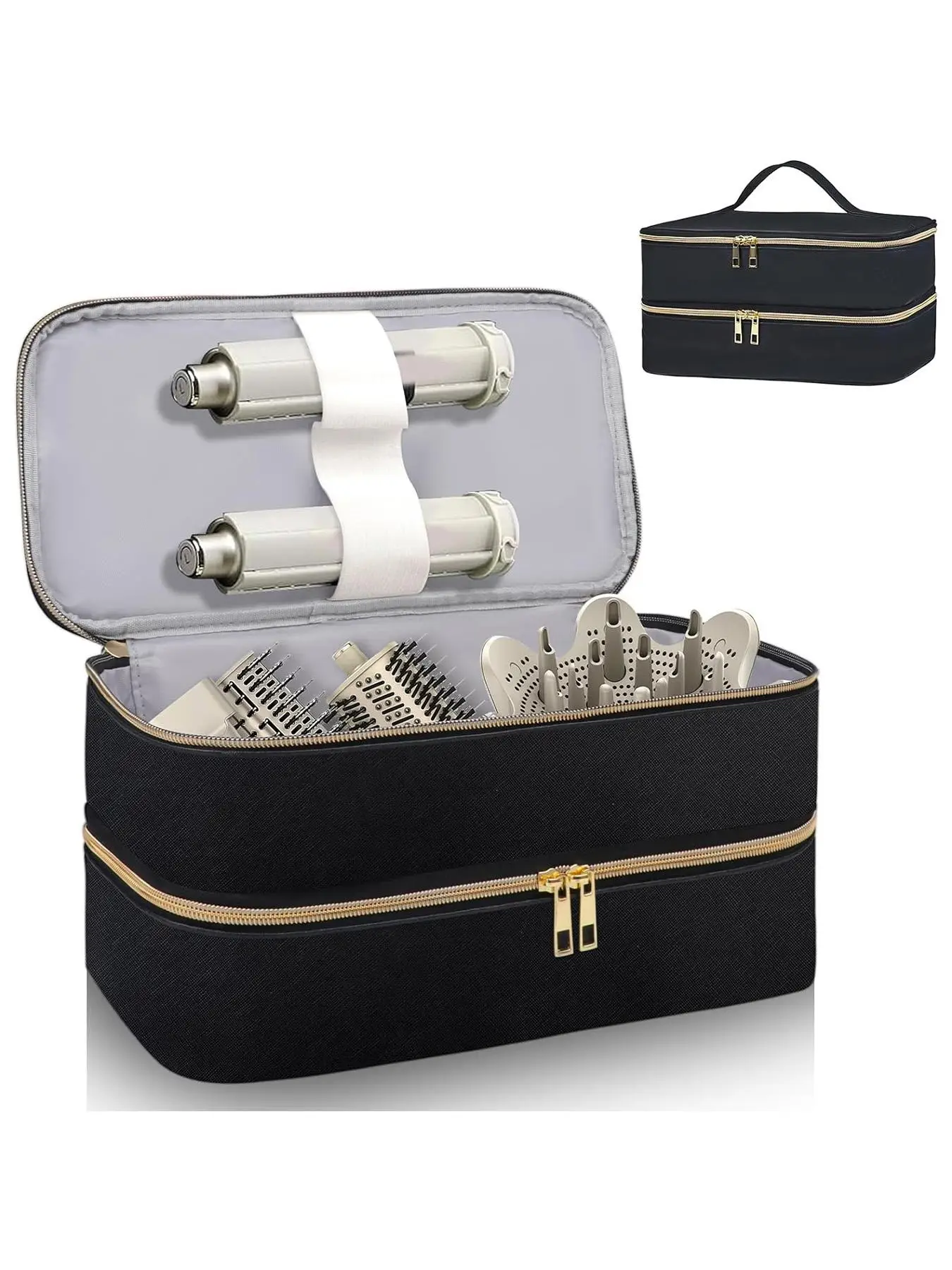 Double Layer Travel Storage Bag, Portable Lightweight Hard Carrying Case Organizer, Travel Organizer for All Brands of Hairdryers and Voluminous Hot A