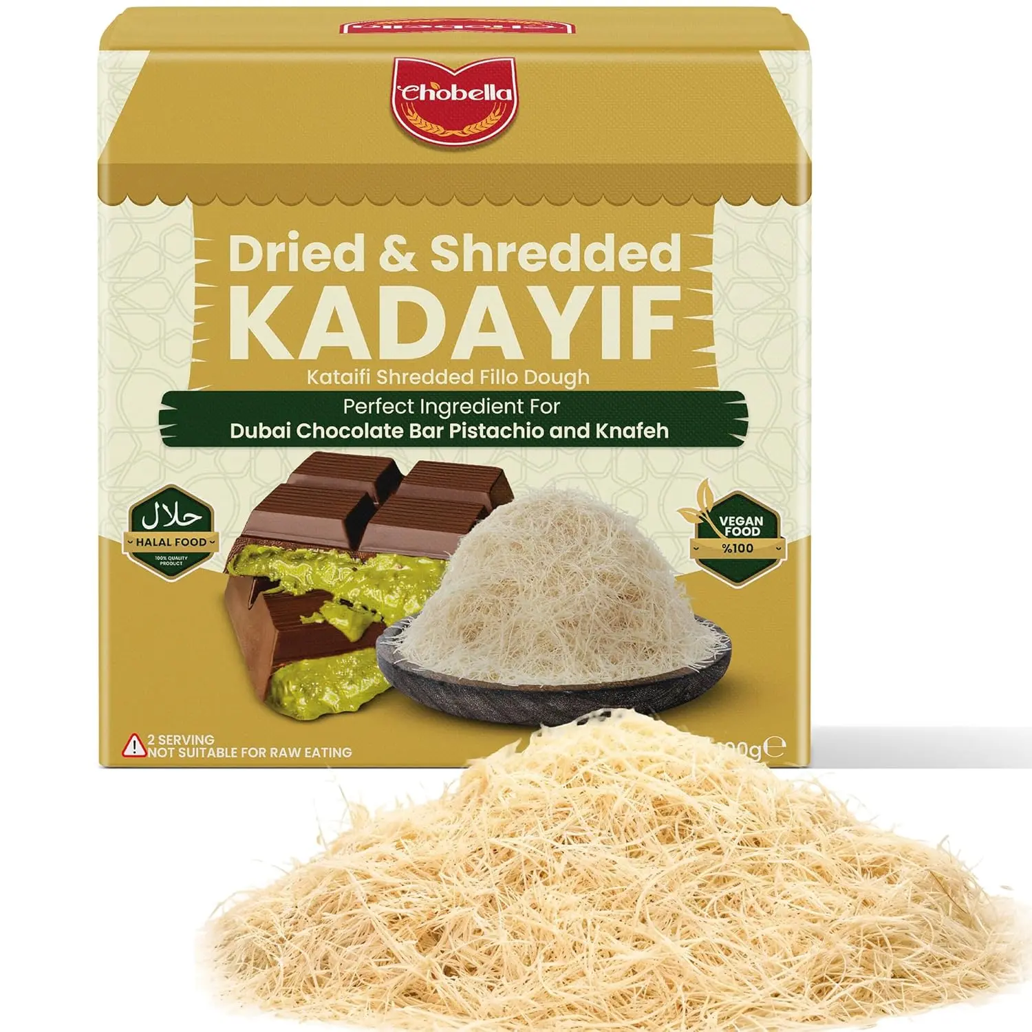 Premium Kataifi Shredded Fillo Dough 100 g (3.5 Oz), Ingredient for The Viral Dubai Pistachio Chocolate Bar, Kunafa & Knafeh, Kurutulmus Kadayif Pastry Dough, Knafeh, Katifi, Shredded Phyllo