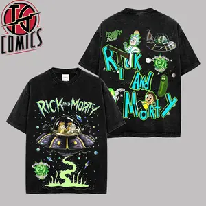 [IG] Vintage Rick & Morty Graphic Premium Washed Cotton T-Shirt (Made In US), Rick Sanchez, Morty Smith Graphic Tee, Multiverse Cartoon Fans Shirt, Comic Book Outfit, Gift For Hero Fans