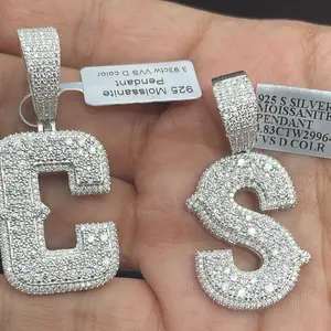 Moissanite big rock 925 silver initial