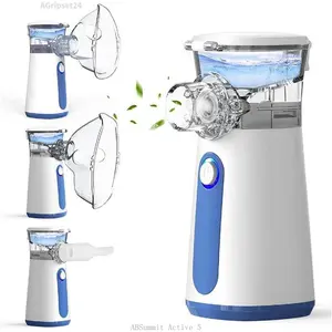 Nebulizer - Nebulizer Machine for Adults and Kids, Portable and Handheld Mesh Nebulizer for Breathing Problems with 3 Masks, Ultrasonic Mesh NebulizerAGripset24ABSummit Active