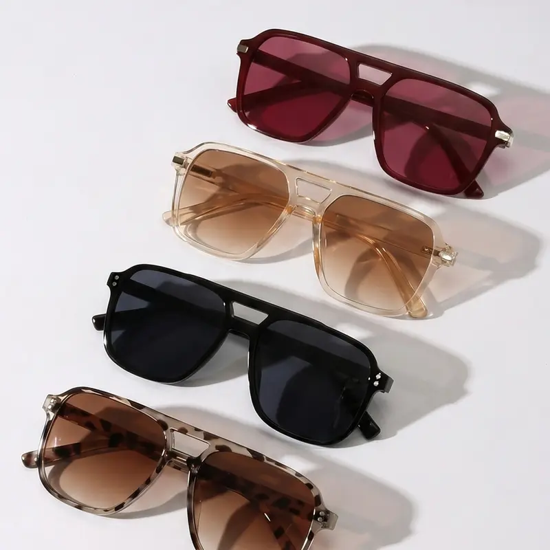 4 Pairs Trendy Sunglasses Set for Women, Square Frame Oval Shades, Daily Outdoor Wear, Uv400 Protection, Casual Style, All Seasons