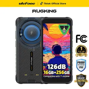 Ulefone RugKing Android 15 Rugged Phone,126dB Loudest Speaker,16GB+256GB,Built-in Glare Flashlight,9600mAh Big Battery,5.99'' HD+ & 910 nits Screen,50MP+8MP+2MP Camera,AI Pro,IP68 Water Proof,Global GPS,3-Card Slot,NFC,Fingerprint ID Unlock Smartphone