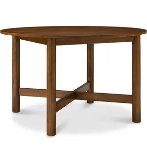 Best Choice Products 47In Round Solid Wood Dining Table, Modern Farmhouse Table For 4, Space Saving, Easy Assembly