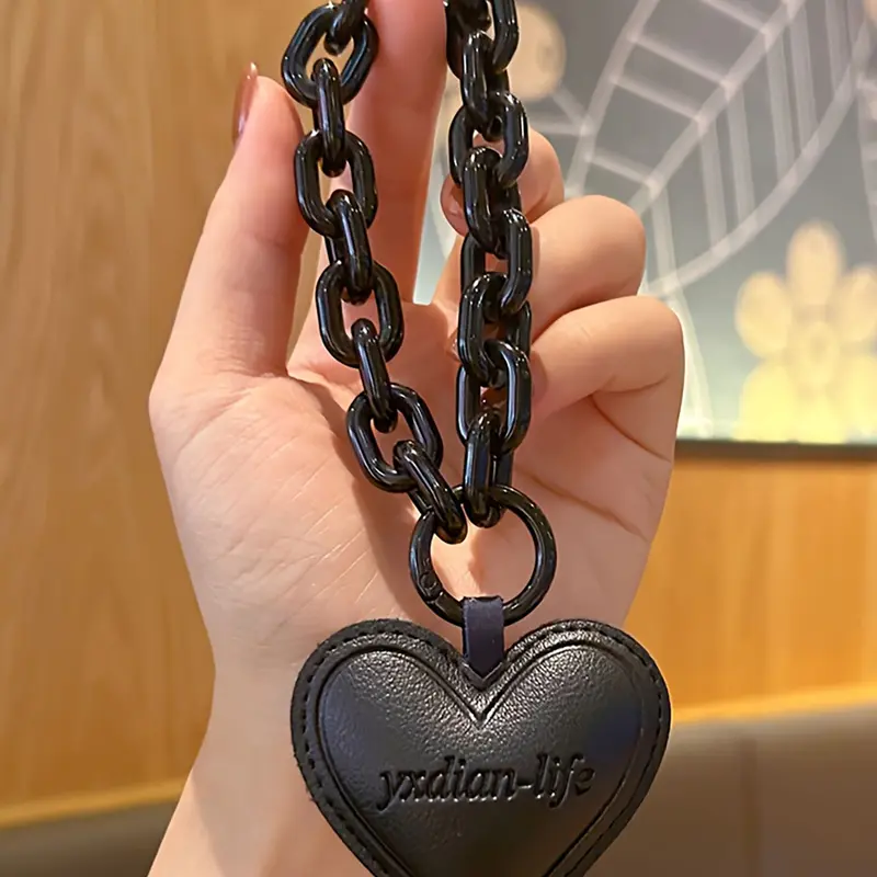Heart-Shaped Bag Charm, Chain Design Keychain, Simple and Versatile Bag Accessory, Perfect Christmas Gift, Casual Style, All Seasons