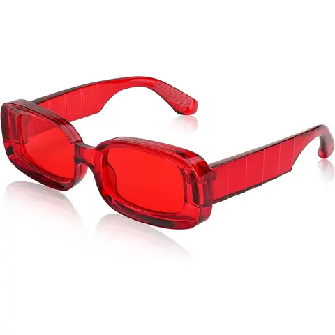 FEISEDY Classic Vintage Sunglasses for Men, Retro 90s Chunky Square 68mm Thick Plastic Rectangle Frames, UV400 Protection, Metal Hinges, Fashion Sunglasses, Unisex Colorful Frames Eyewear, Style B2307