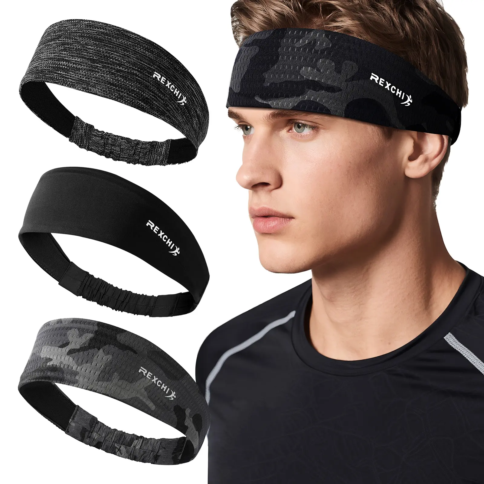 OIDEA Unisex 3-Pack Adjustable Wide-Band Multi-Sport Headbands, Fast-Dry, Moisture-Wicking Elastic Sweat-Absorbing Headbands for Running, Gym Workouts, Adjustable Headband summerwins,summerwins