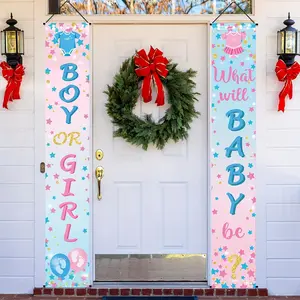Gender Reveal Door Banner Set, Unisex Polyester Party Decoration Supplies, No Power Needed, Ideal for Baby Shower and Birth Announcements