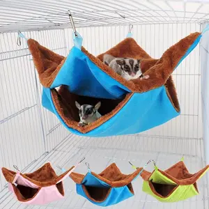 Hamster Hammock Double Layer Thick Plush Hanging Sleeping Bag Hamster Cage Keep Warm Cotton Nest for Totoro Guinea Pig Winter