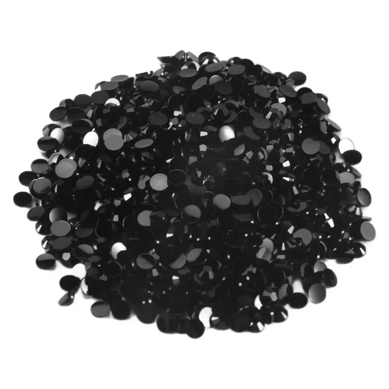 Cycling Decor 2000pcs Round Shape Crystal Flatback Acrylic Rhinestones Beads for Nail Art (Black)