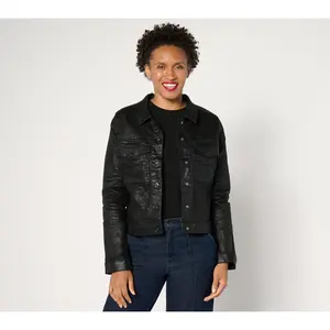 nicole by Nicole Miller Coated Denim Jacket- Snake